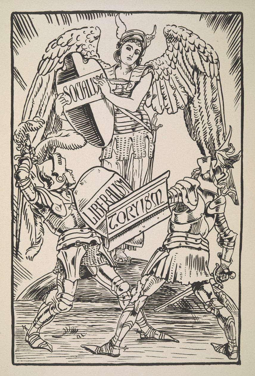 Sosialismi, liberalismi ja toryismi, sarjakuvat asian puolesta tekijältä Walter Crane