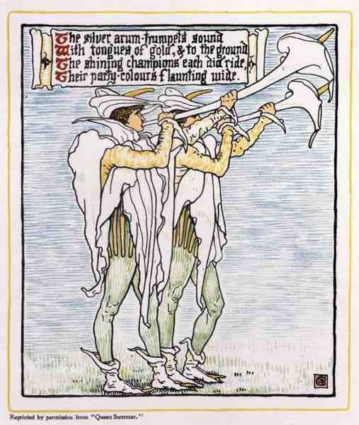 Trumpetit liljoilla, Queen Summerilta tekijältä Walter Crane