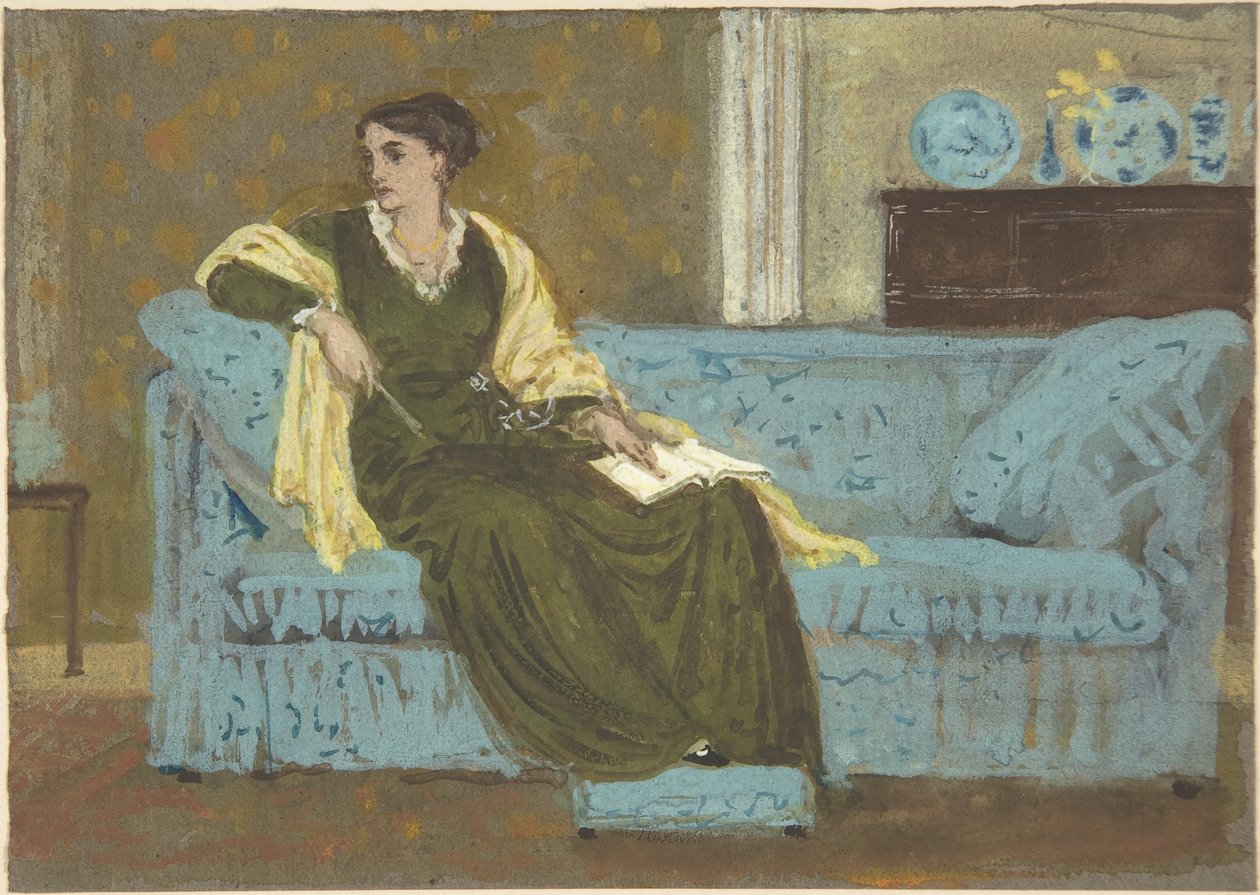 Sohvalla istuva nainen tekijältä Walter Crane