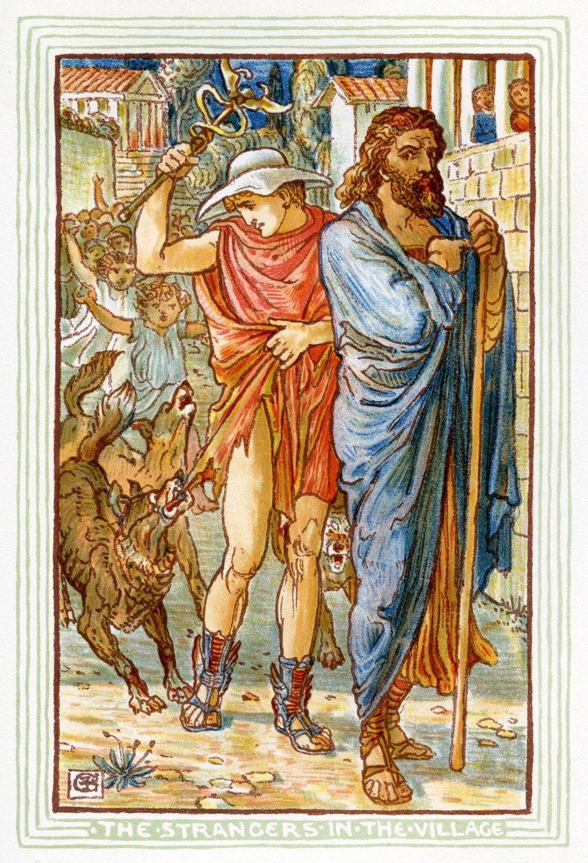 Zeus ja Hermes naamioituneet talonpojaksi tekijältä Walter Crane