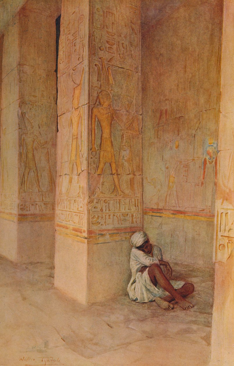 Syntymäpylväikkö Hatshepsutin temppelissä, c1905, 1912 tekijältä Walter Frederick Roofe Tyndale