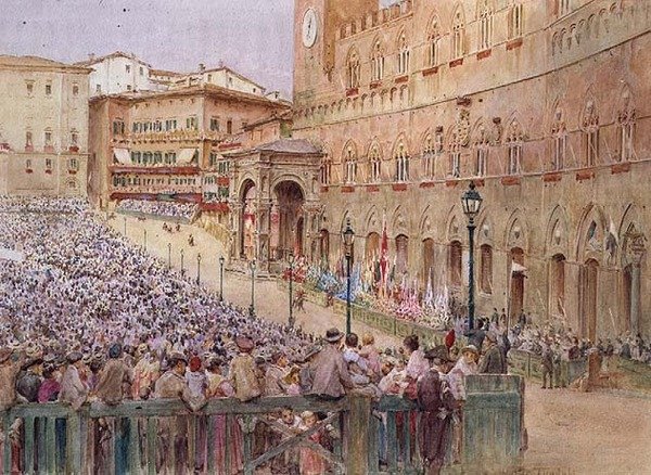 Palio, Siena (akvarelli) tekijältä Walter Frederick Roofe Tyndale