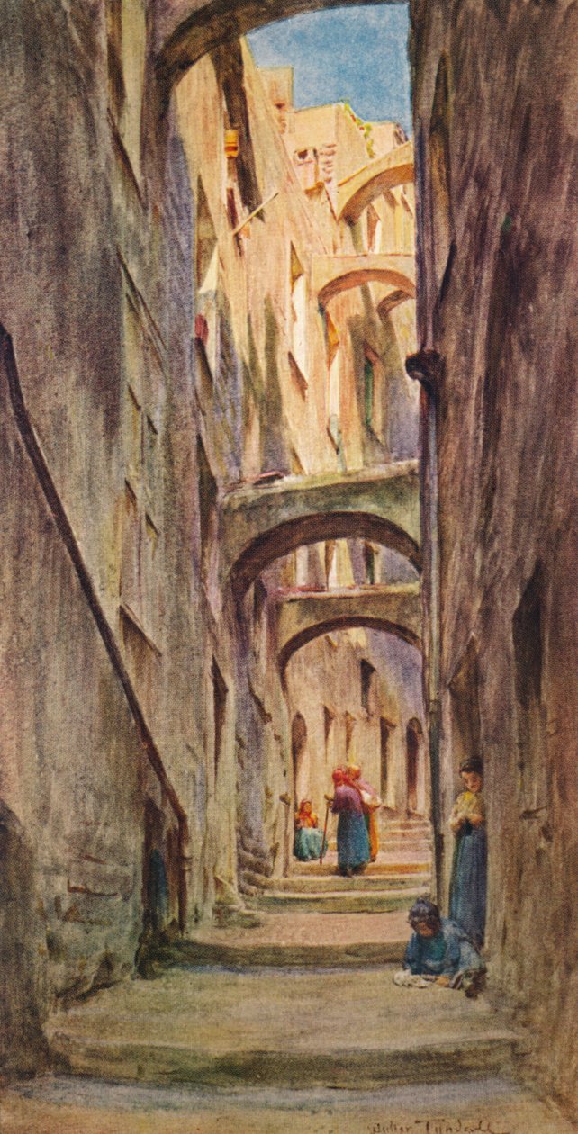 Vicolo della Provvidenza, San Remo, c 1910, 1912 tekijältä Walter Frederick Roofe Tyndale