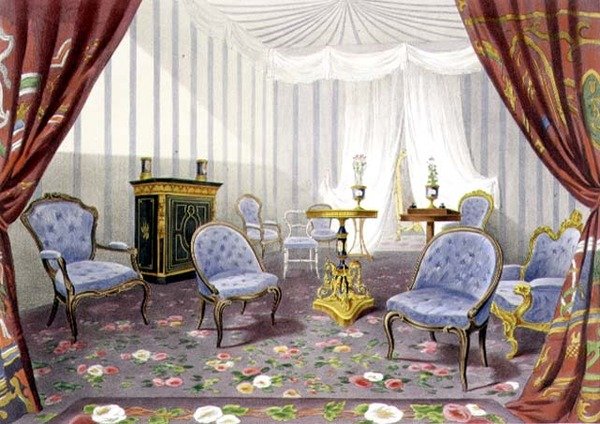 Crystal Palace, kuningattaren eläkehuone, suuren näyttelyn muistoista (värilitho) tekijältä Walter Goodall