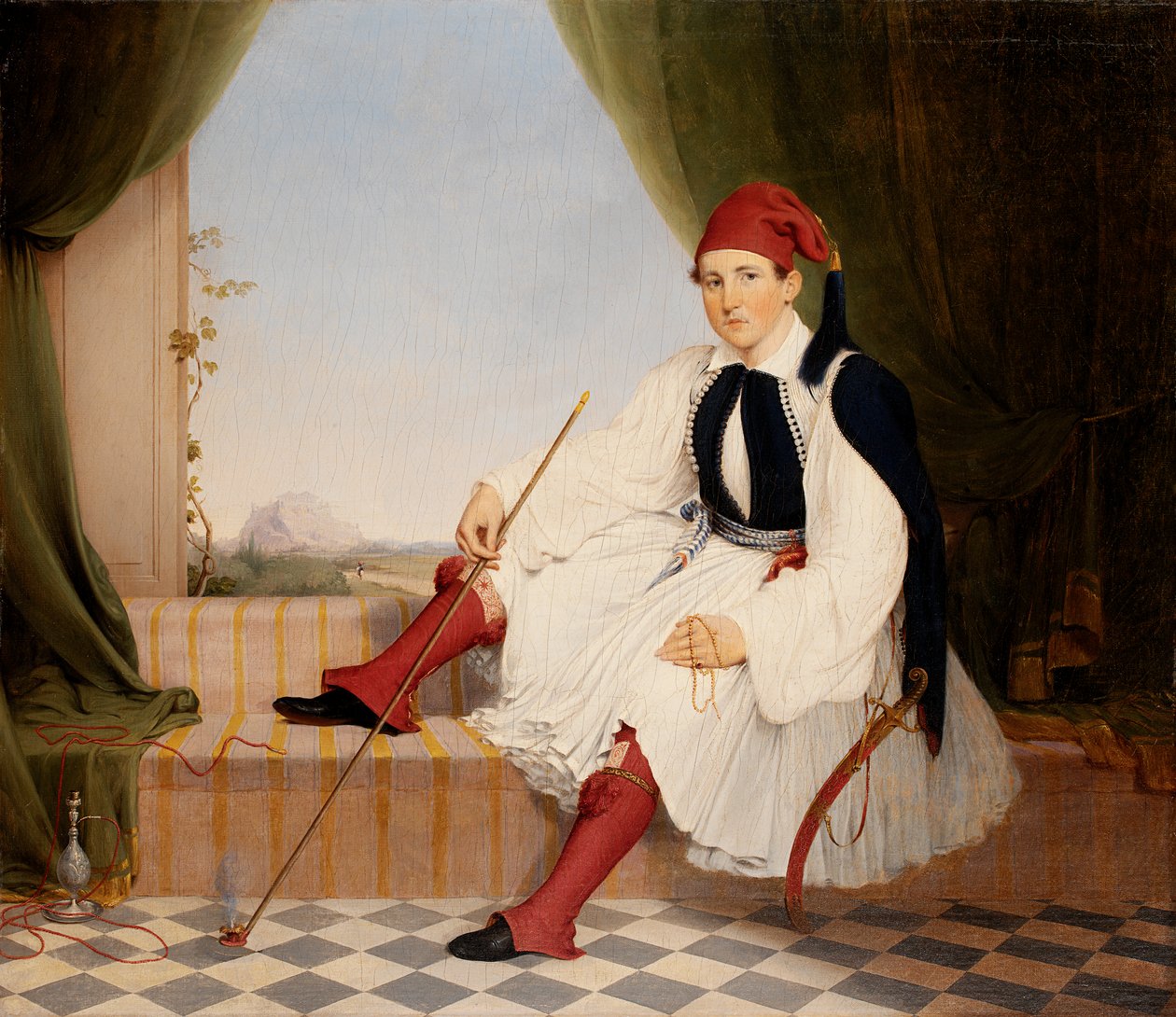 John B. Carmacin muotokuva kreikkalaisessa Evzone-asussa, 1853. tekijältä Walter Gould