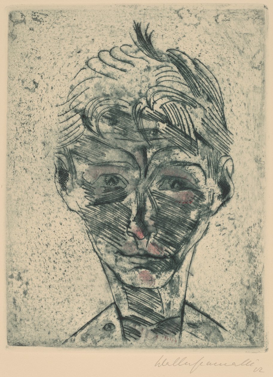 Nuoren miehen rintakuva, omakuva pojan pää, omakuva, 19221923. tekijältä Walter Gramatte