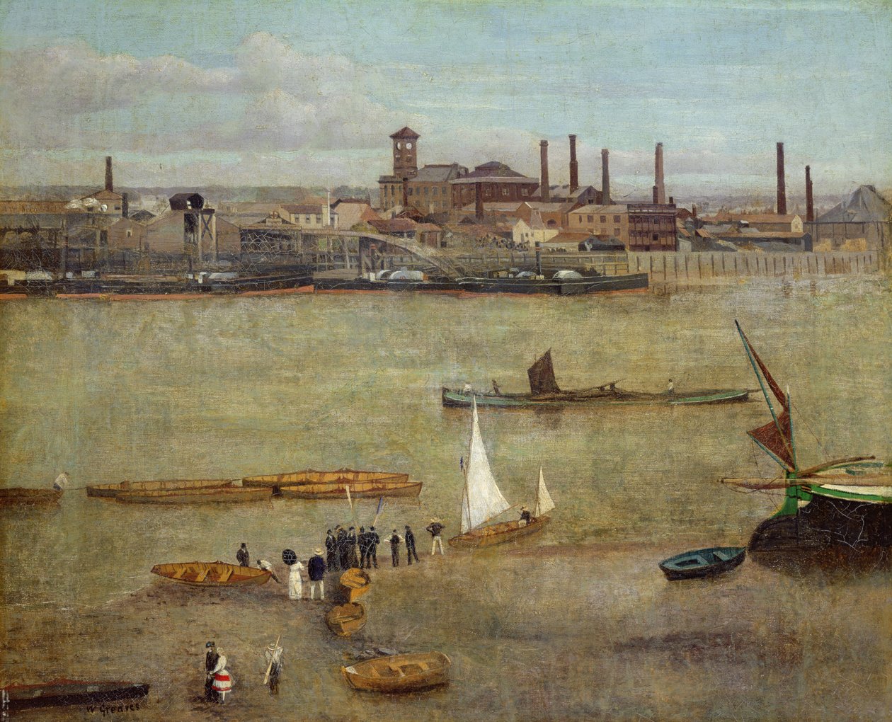 Plumbagon tehdas, Battersea (öljy kankaalle) tekijältä Walter Greaves