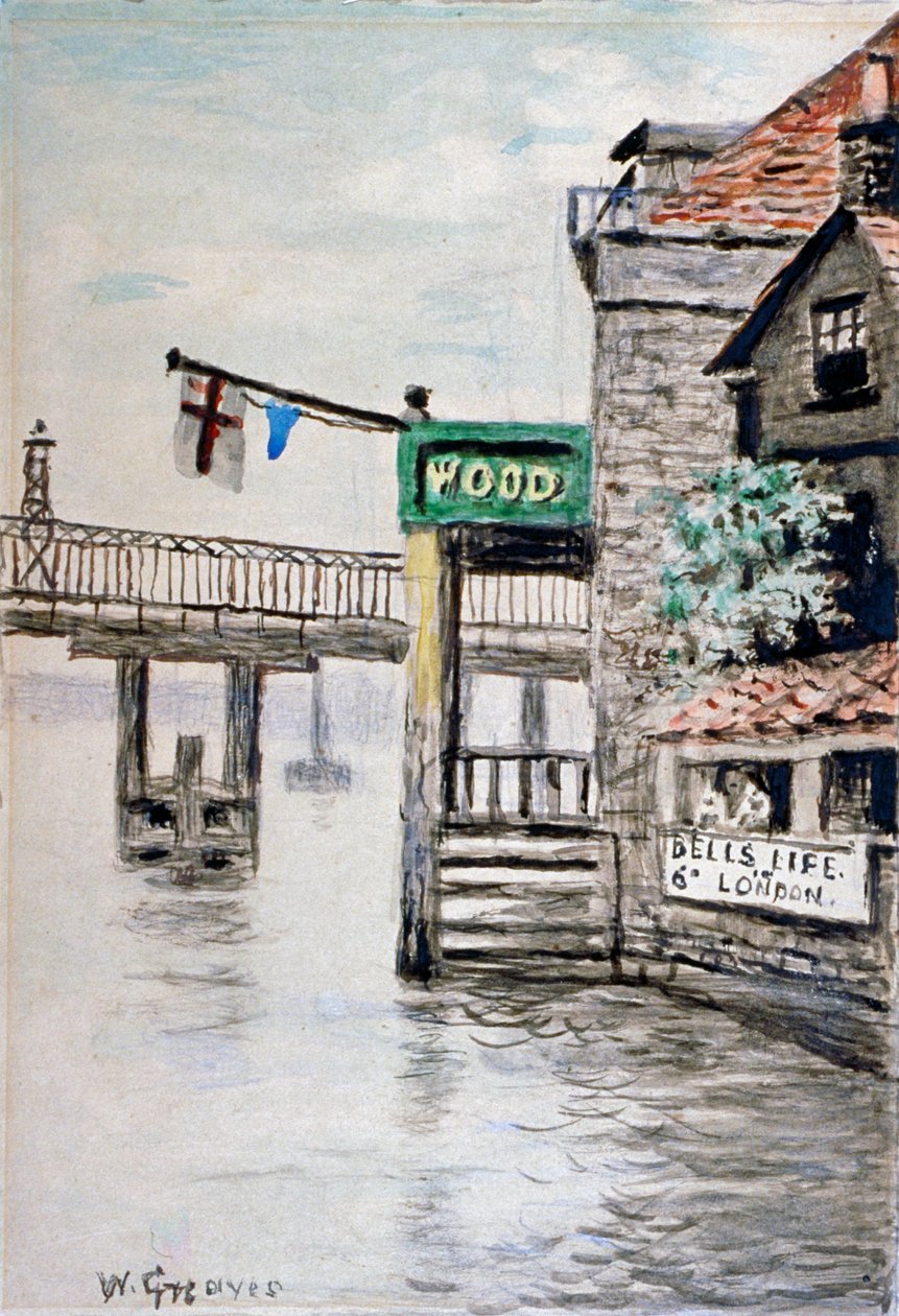 Näkymä Adam and Eve Innille, Chelsea, Lontoo, vuosi 1900. tekijältä Walter Greaves