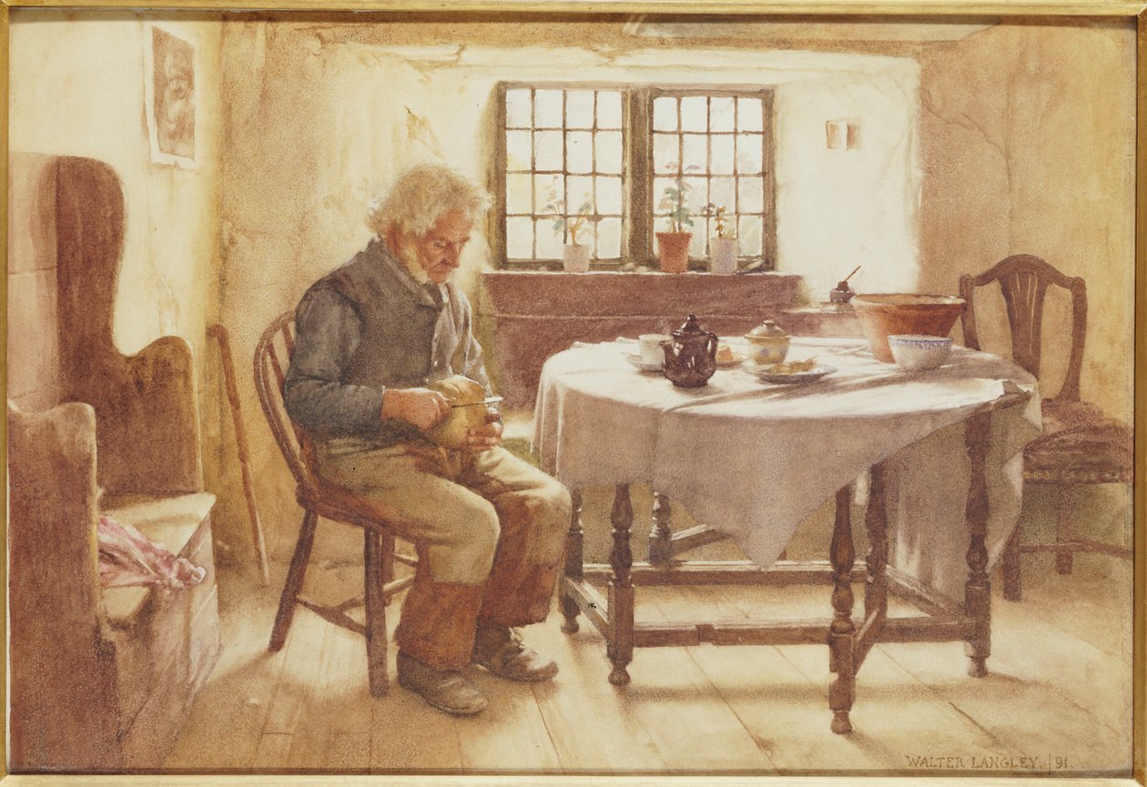 Köyhän miehen ateria, 1891 tekijältä Walter Langley