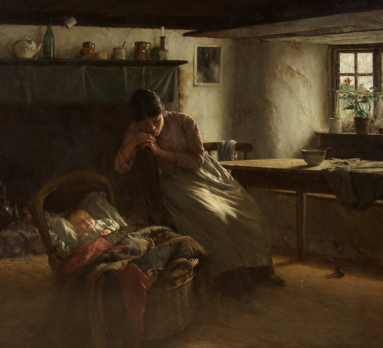 Day Dreams, n. 1914 (öljy kankaalle) tekijältä Walter Langley