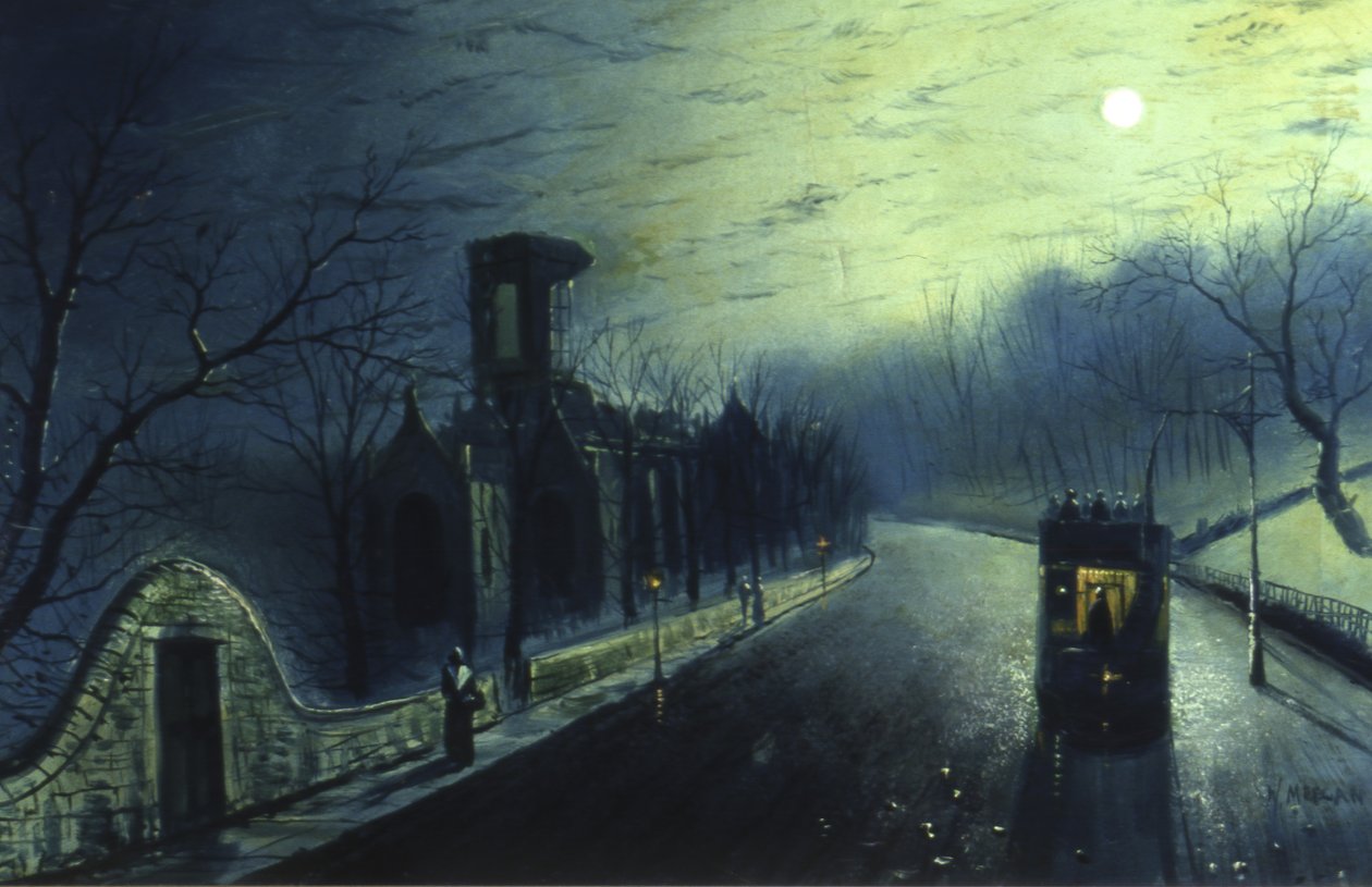 Moonlightin Kirkstall Abbey (öljy kankaalle) tekijältä Walter Linsley Meegan