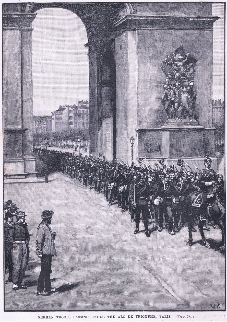 Saksalaiset joukot kulkevat Riemukaaren alta 1871 jKr tekijältä Walter Paget