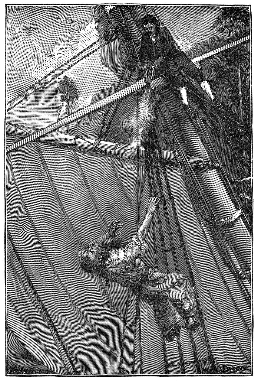Kuvitus "Treasure Islandista", Robert Louis Stevenson (kaiverrus) tekijältä Walter Paget