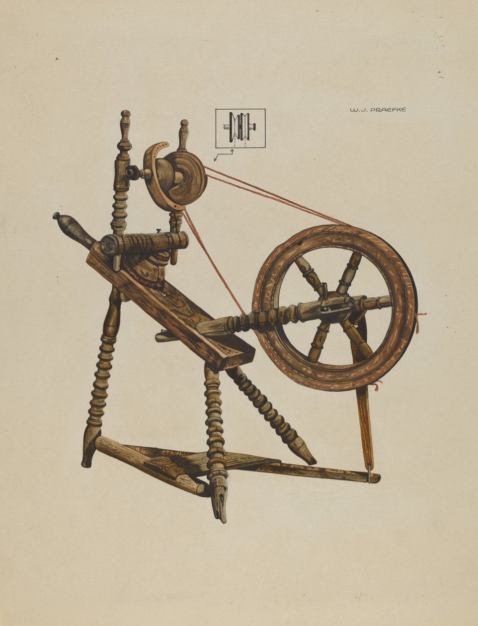 Toy Spinning Wheel, c. 1937. tekijältä Walter Praefke