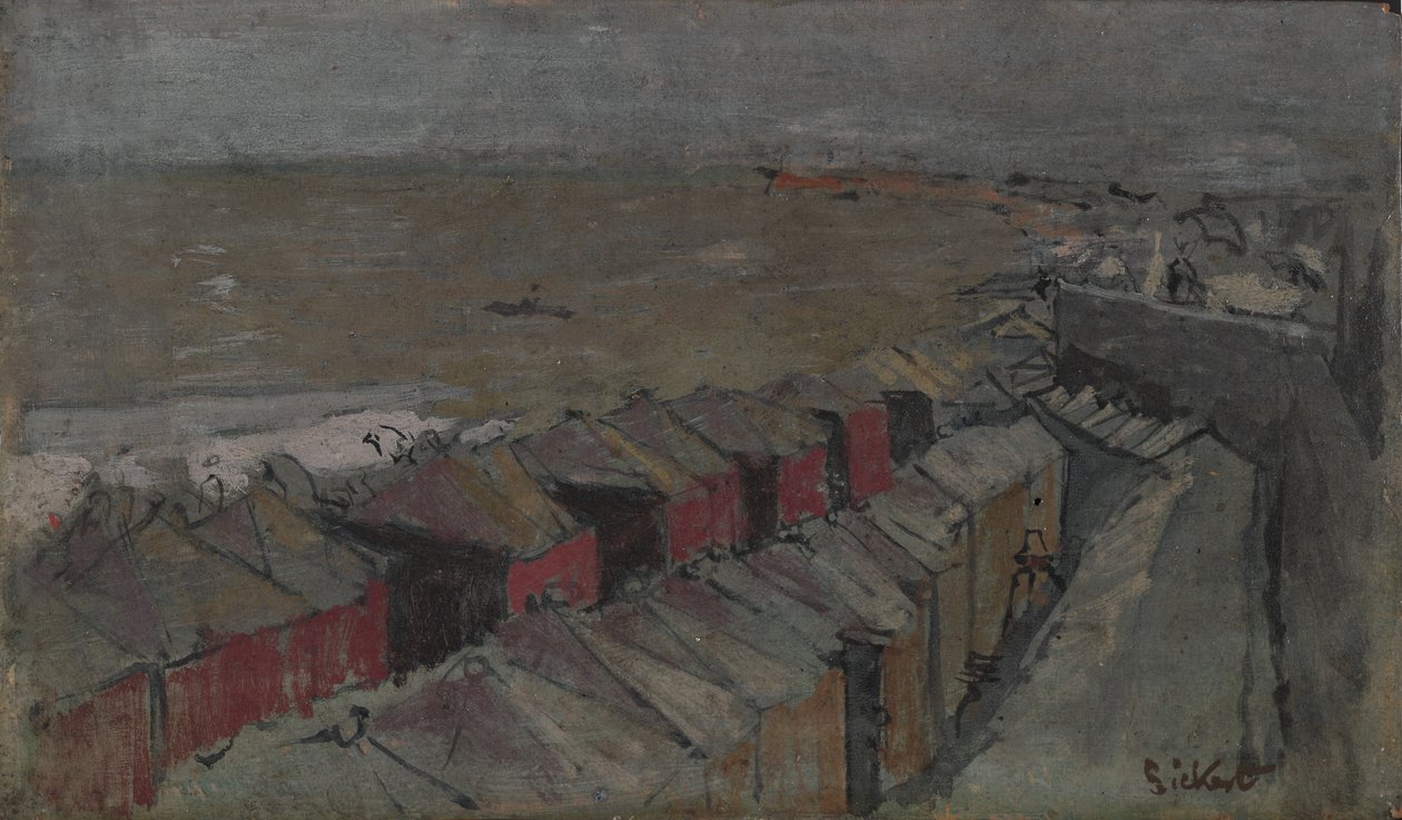Uimamajat, Dieppe, n. 1890 (öljy paneelille) tekijältä Walter Richard Sickert