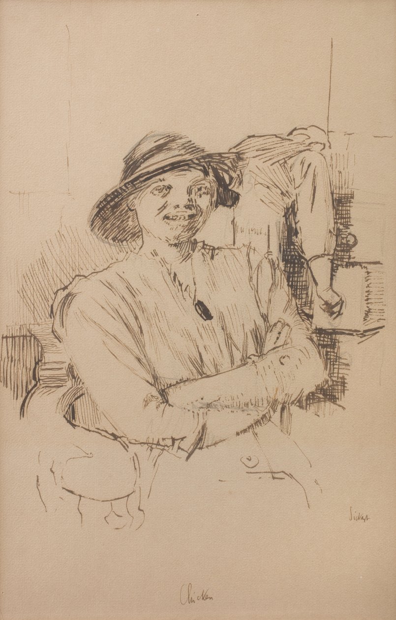 Kana, n. 1914 (lyijykynä, tussi ja seepiamuste paperille) tekijältä Walter Richard Sickert