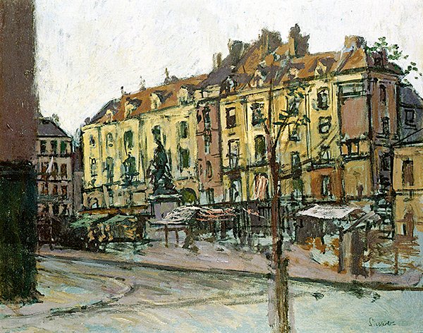 La Place Nationale ja le Grande Duquesne, Dieppe (öljy kankaalle) tekijältä Walter Richard Sickert