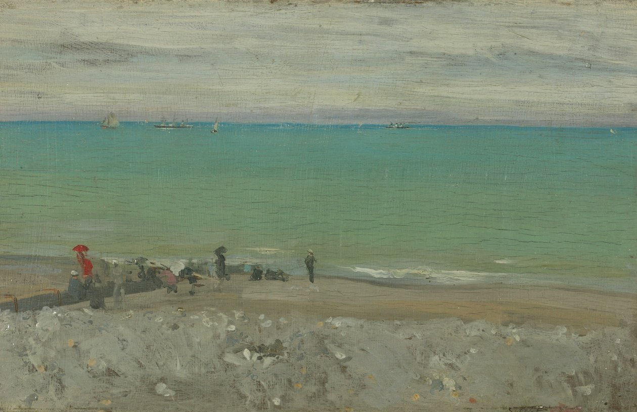 La Plage, Dieppe, n. 1885 (öljy paneelille) tekijältä Walter Richard Sickert