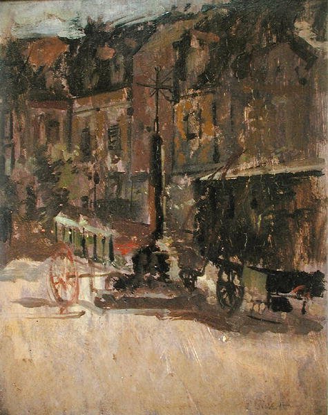 Market Cross, Dieppe (öljy paneelissa) tekijältä Walter Richard Sickert