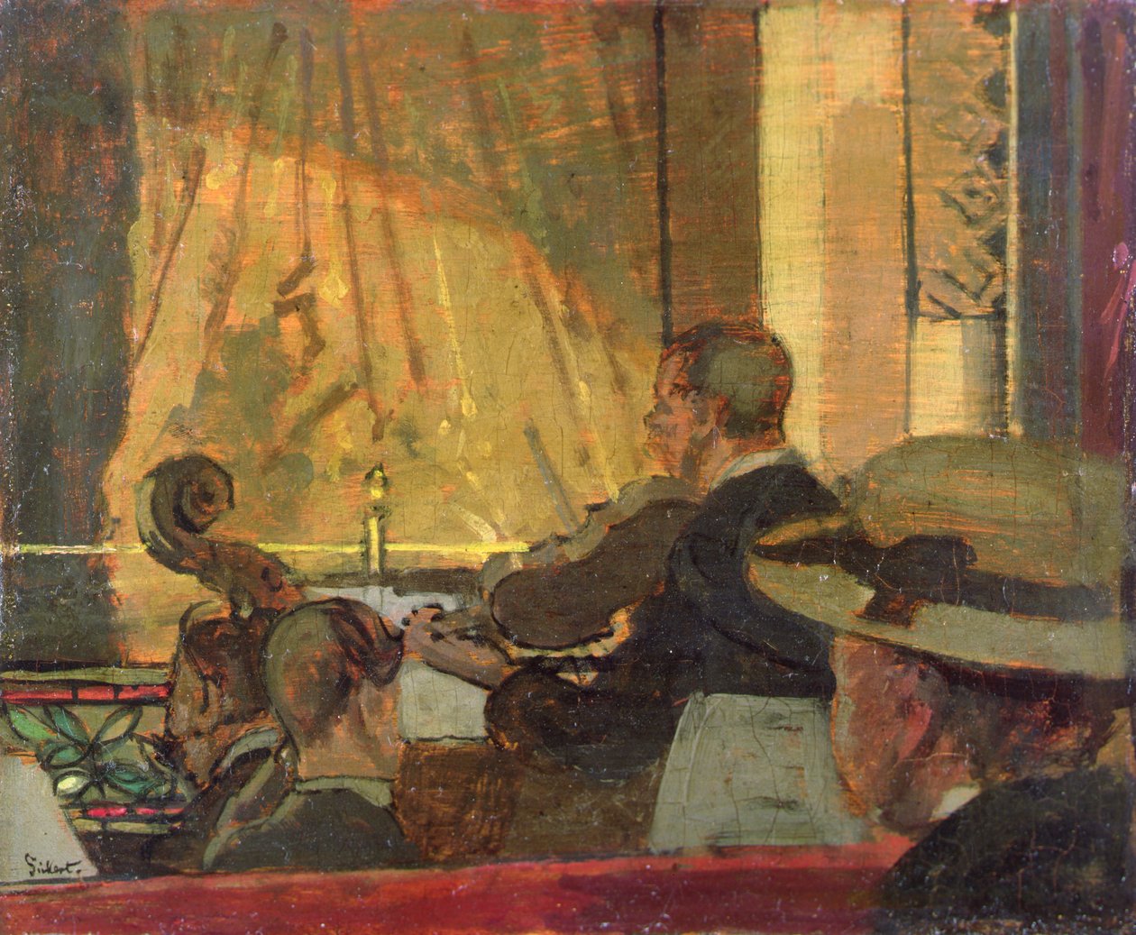 Music Hall (öljy paneelissa) tekijältä Walter Richard Sickert