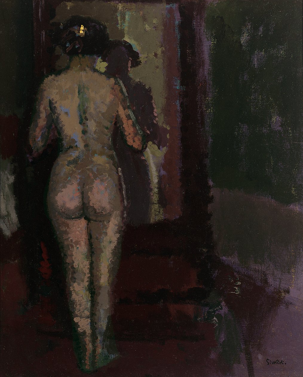Nude at Mirror, Sally, n. 1907-09 (öljy kankaalle) tekijältä Walter Richard Sickert