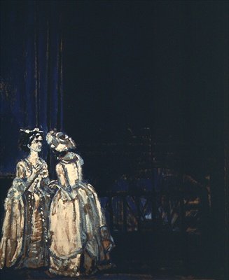 Peggy Ashcroft ja Valerie Tudor elokuvassa "She Stoops to Conquer" tekijältä Walter Richard Sickert