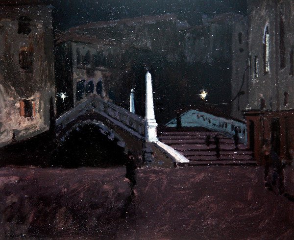Ponte delle Guglie sul Cannaregio (Yökohtaus, Venetsia) n. 1896 (öljy kankaalle) tekijältä Walter Richard Sickert