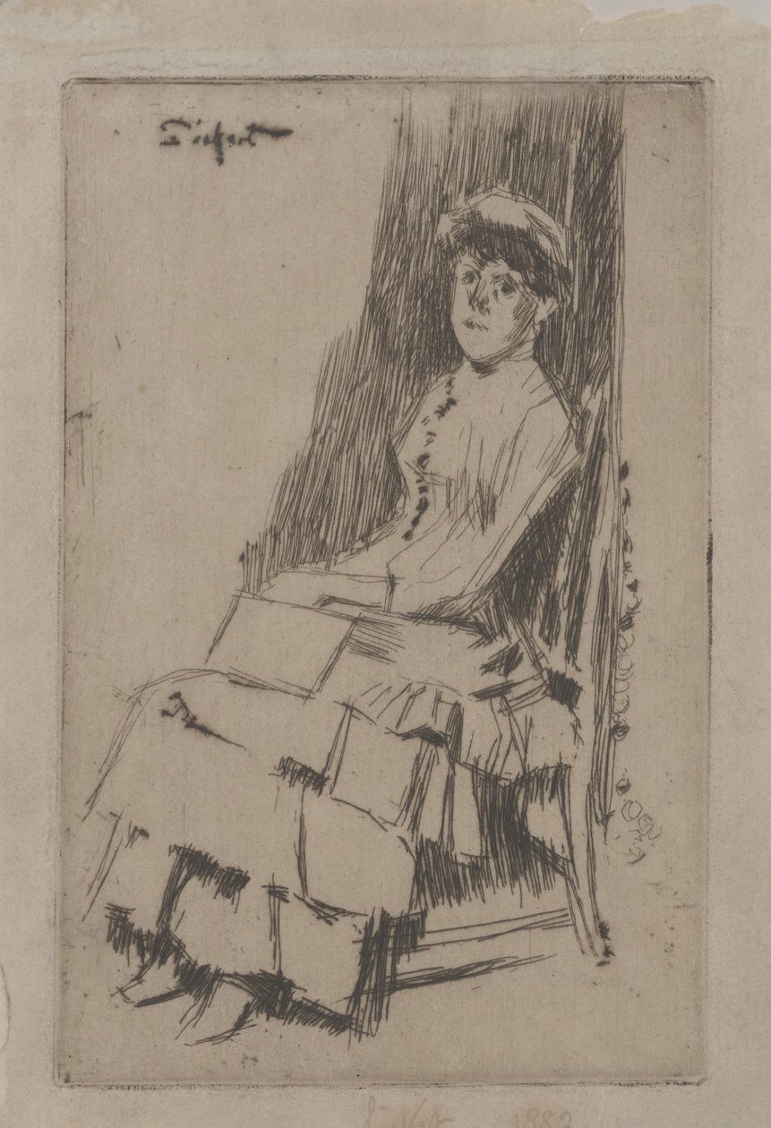 Agnes Oldfieldin muotokuva, n. 1887 (etsaus) tekijältä Walter Richard Sickert
