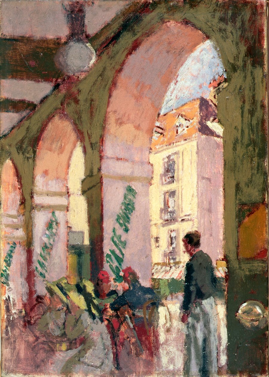 Cafe Suisse tai Cafe des Arcades, Dieppe (öljy kankaalle) tekijältä Walter Richard Sickert