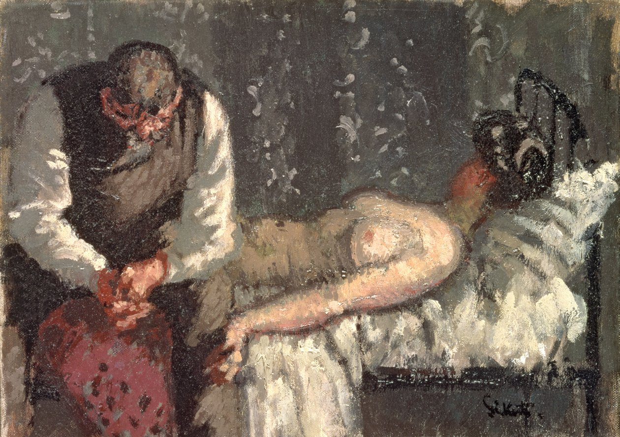 Camden Town Murder eli mitä teemme vuokralle?, n. 1908-1909 (öljy kankaalle) tekijältä Walter Richard Sickert