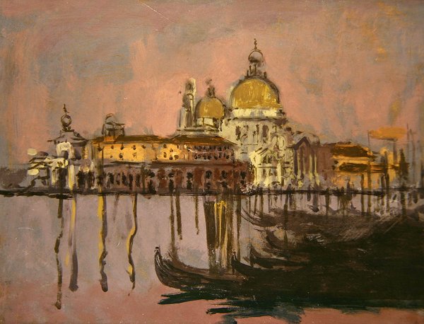 Dogana ja Santa Maria della Salute (öljy paneelissa) tekijältä Walter Richard Sickert