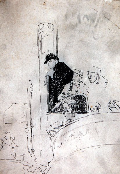 The Gallery of the Old Bedford, n. 1895-1900 (kynä ja muste paperille) tekijältä Walter Richard Sickert