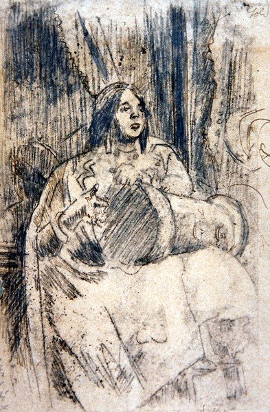 The Study (The Drummer), n. 1900 (kynä paperille) tekijältä Walter Richard Sickert