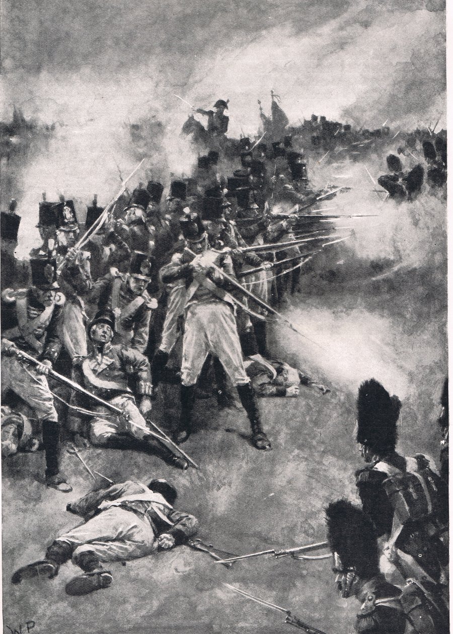 Kuinka 28. rykmentti voitti "The Back Number" -kuvan "British Battles on Land and Sea" -julkaisusta, julkaisija Cassell, Lontoo, n. 1910 tekijältä Walter Stanley Paget