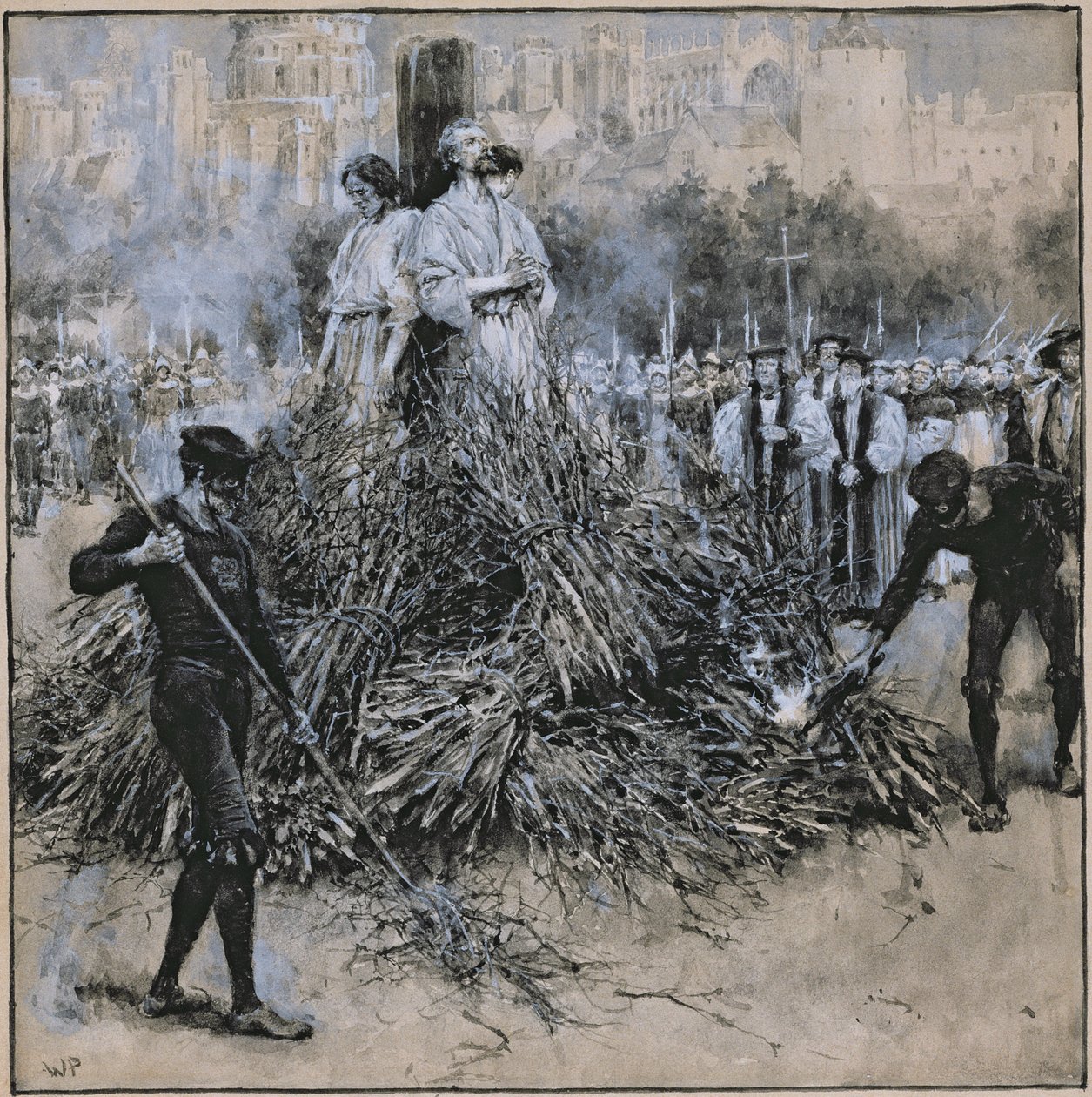 Robert Testwoodin marttyyrikuolema (akvarelli paperille) tekijältä Walter Stanley Paget