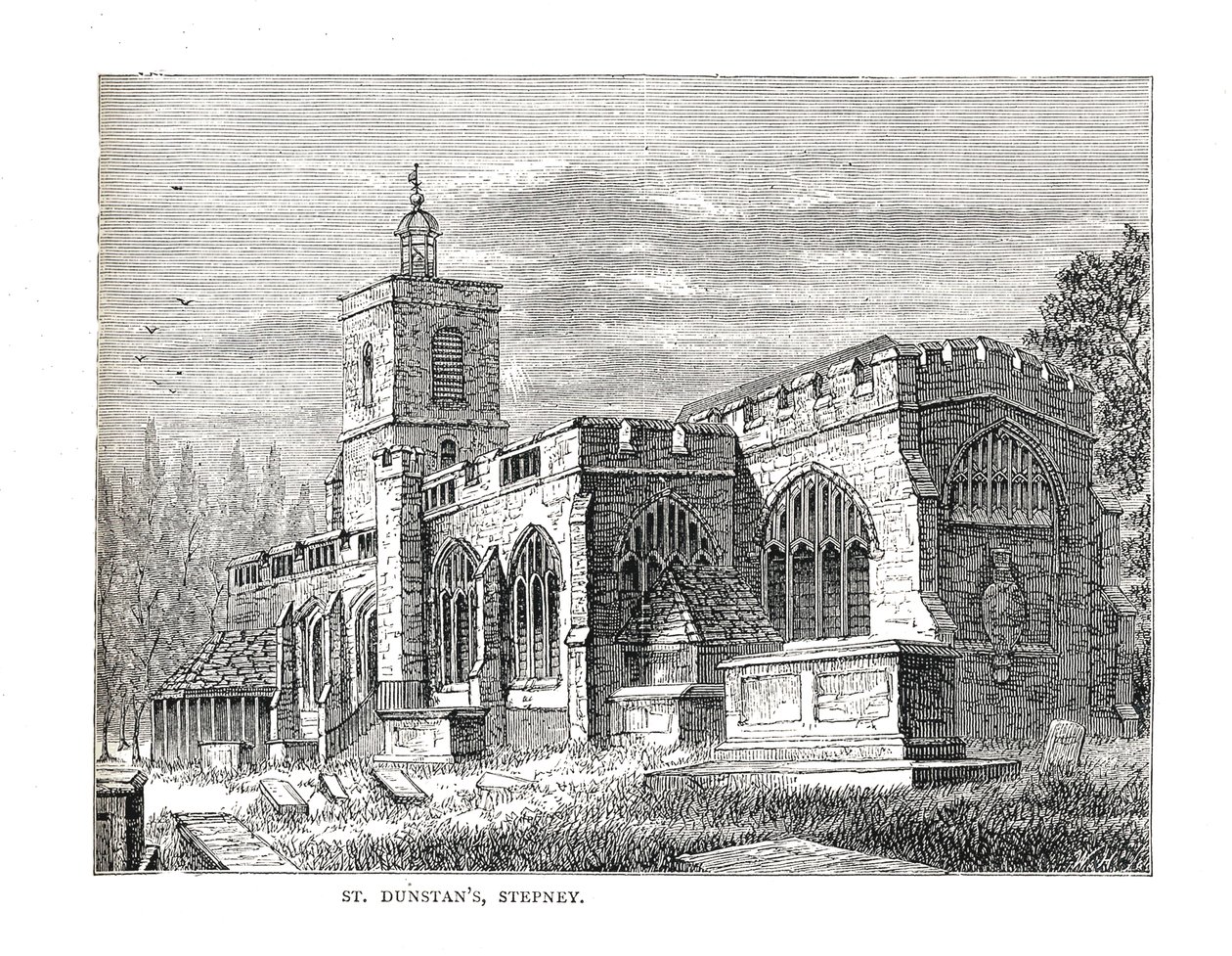 St. Dunstans Stepney. Vuonna 1803 otettu kuva tekijältä Walter Thornbury