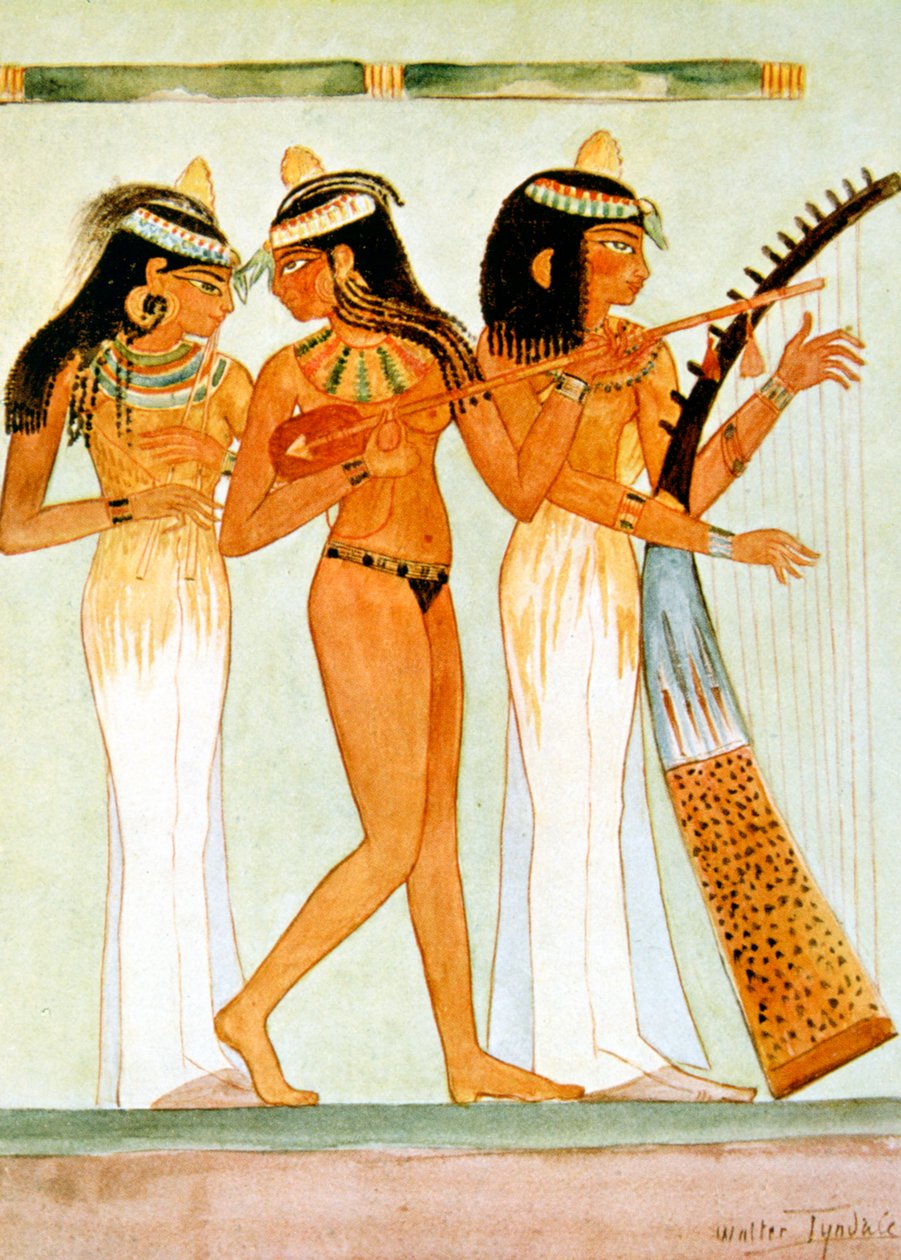 Muinaiset egyptiläiset muusikot ja tanssija, 1910 tekijältä Walter Tyndale