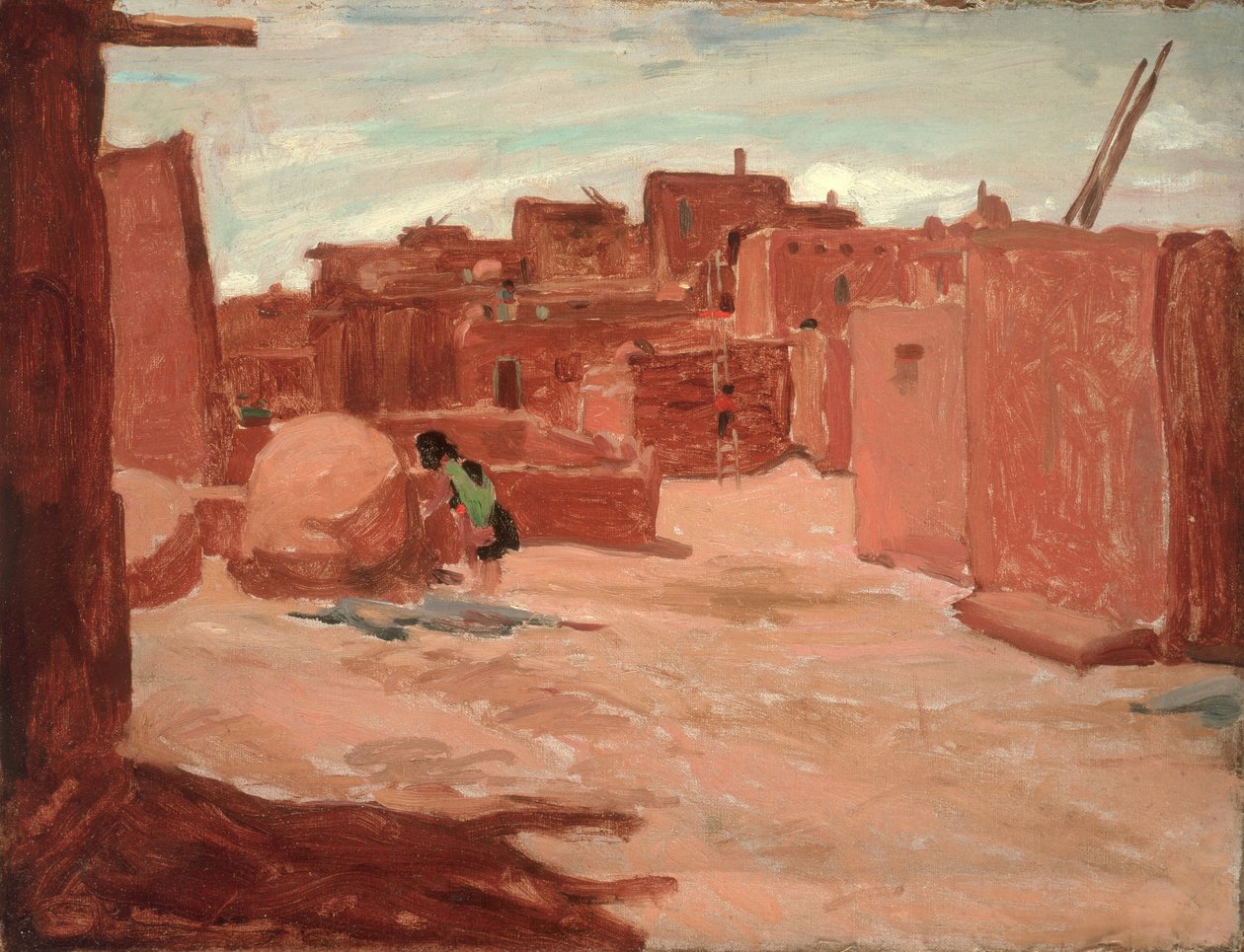 Adobe Village (öljy kankaalle) tekijältä Walter Ufer