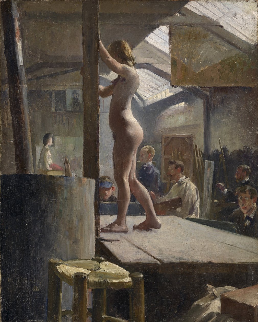 Life Class, Academie Julian - Walter Herbert Withers (1854-1914). Öljy kankaalle tekijältä Walter Withers