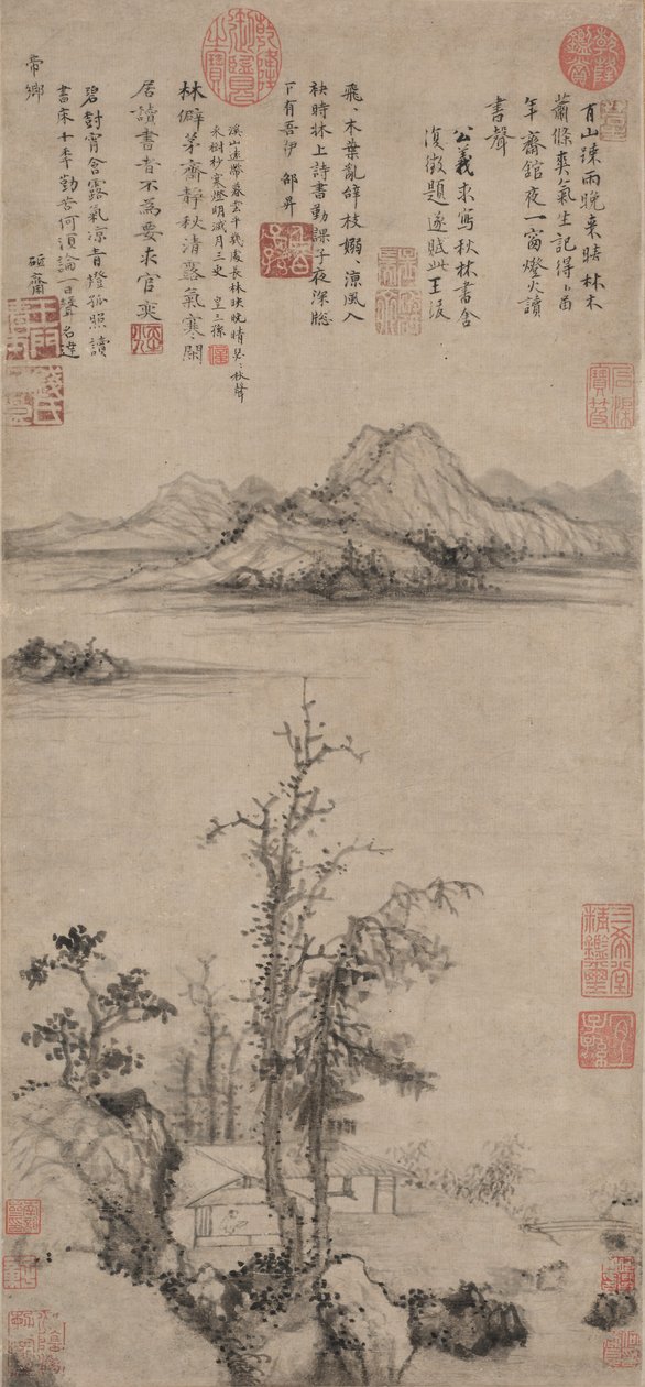 Tutkijan retriitti syyspuiden keskellä, Ming-dynastia 1368-1644. tekijältä Wang Fu