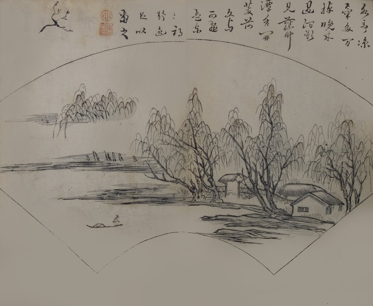 Maisema Wen Tong 1018-1079 jälkeen, sinapinsiemenpuutarhan käsikirjasta o..., ensimmäinen painos, 1679. tekijältä Wang Gai
