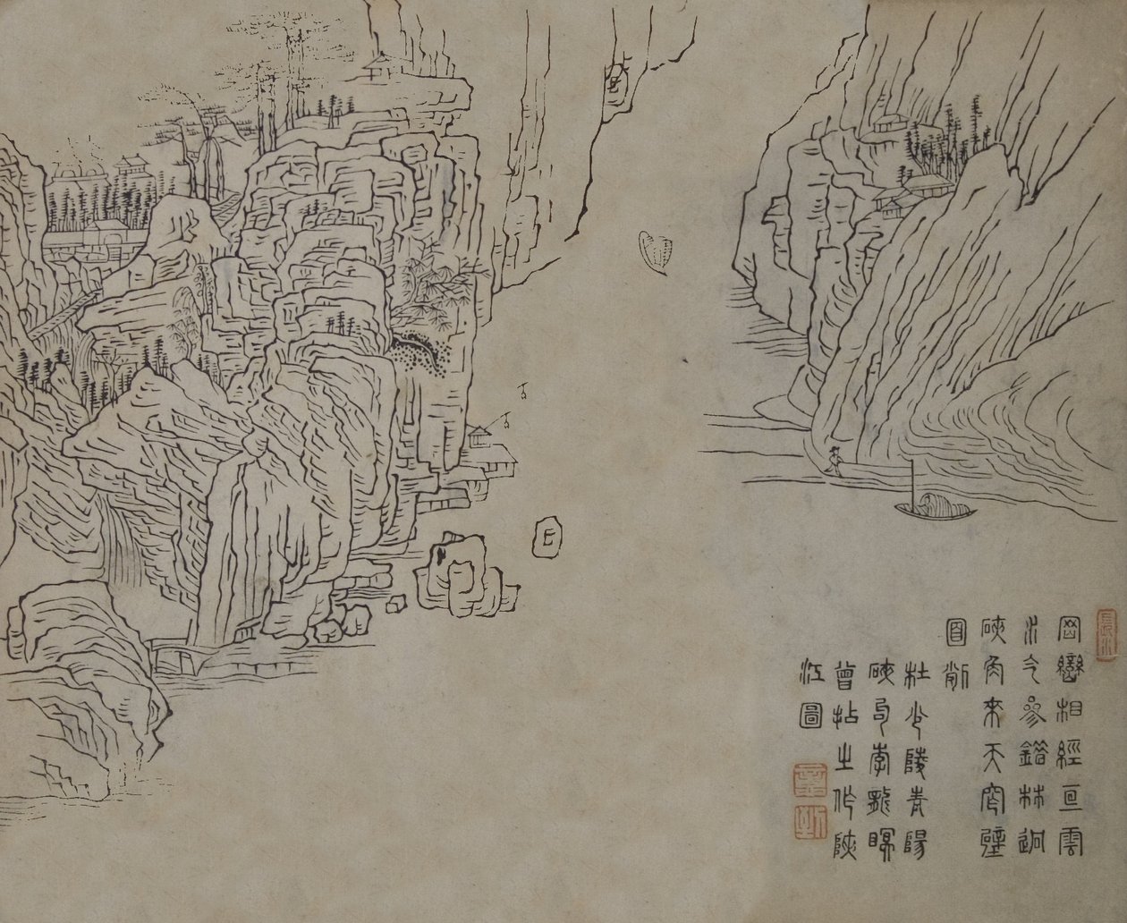 Lehti Sinapinsiemenpuutarhan maalausoppaasta Jieziyuan huazhuan..., luultavasti vuoden 1878 painos. tekijältä Wang Gai