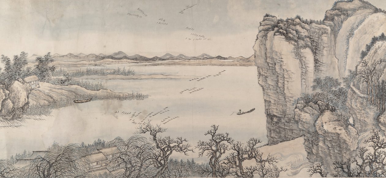 Maisema Juranin ja Yan Wenguin tyyliin, vuodelta 1713. tekijältä Wang Hui