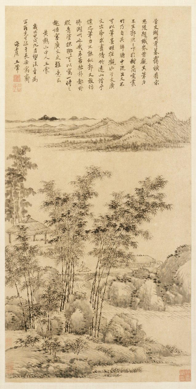 Korkea bambu ja kaukaiset vuoret Wang Mengin mukaan, 1694. tekijältä Wang Hui