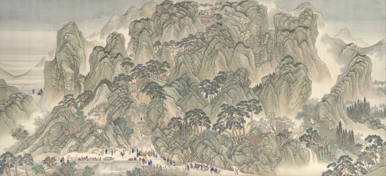 Kangxin keisarin eteläinen tarkastuskierros, käärö 3: Jinan Mount Tai, datataulukko vuoteen 1698. tekijältä Wang Hui