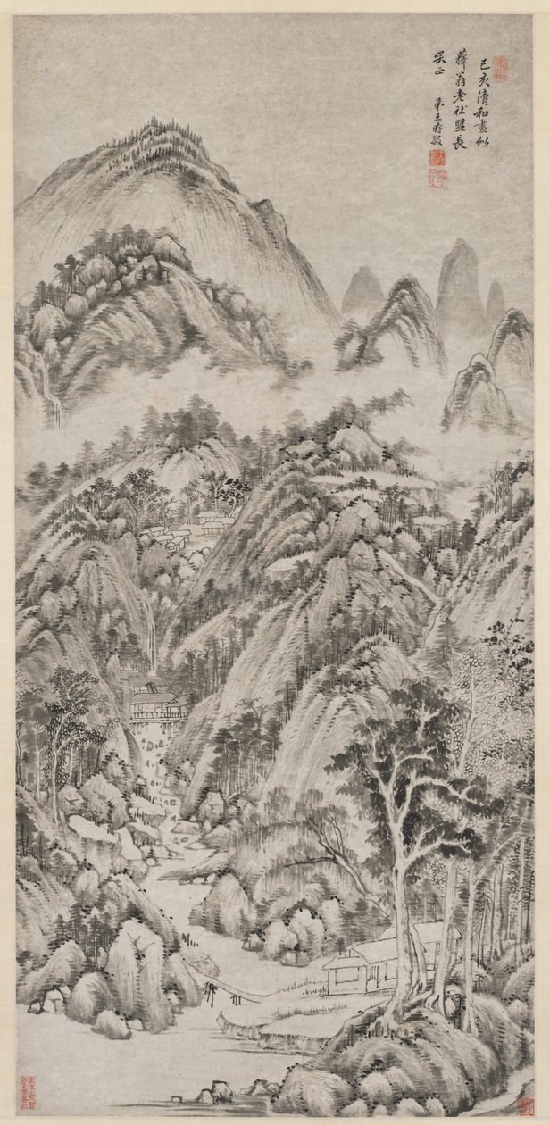 Kesän syleilemä vuoristokylä, 1659. tekijältä Wang Shimin