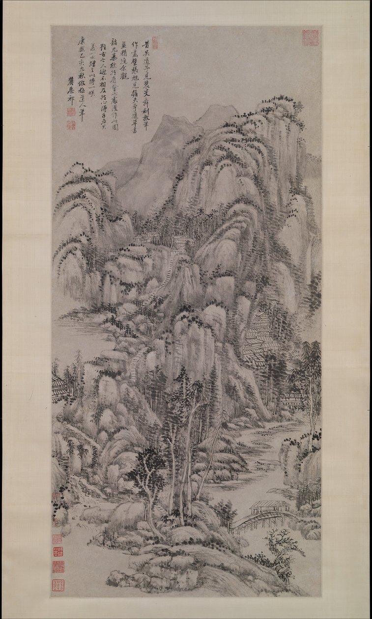Maisema Wu Zhenin jälkeen, päivätty 1695. tekijältä Wang Yuanqi