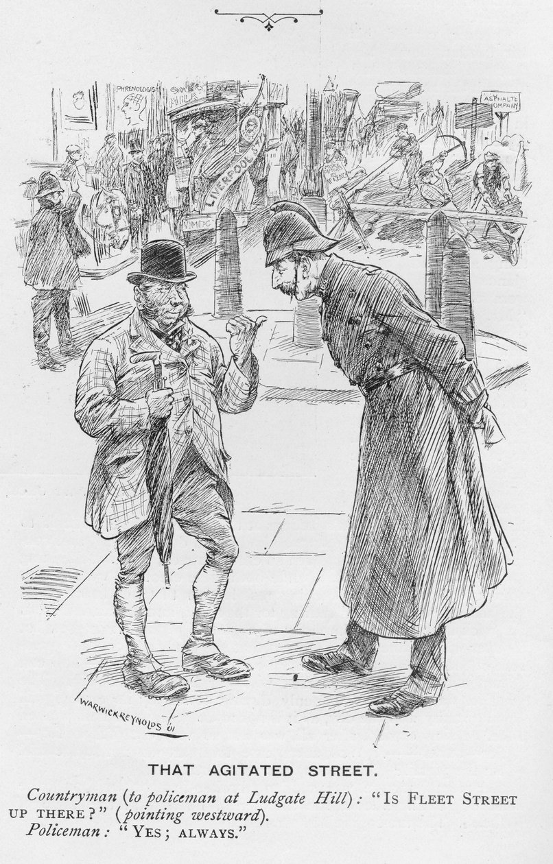 Tuo kiihtynyt katu, kuvitus teoksesta "The King", 25. toukokuuta 1901 tekijältä Warwick Reynolds
