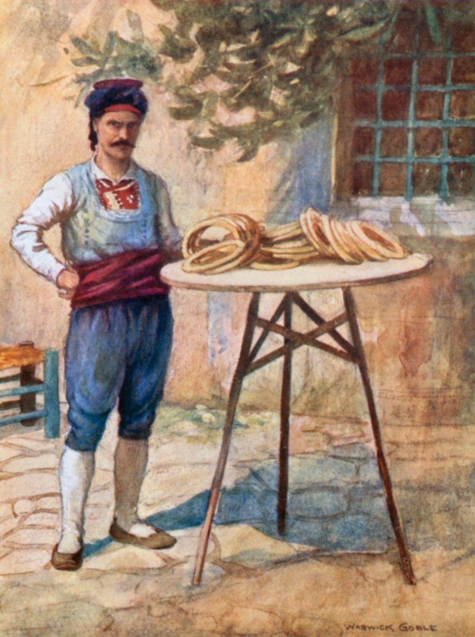 Simit-Seller (värillinen litografia) tekijältä Warwick (after) Goble