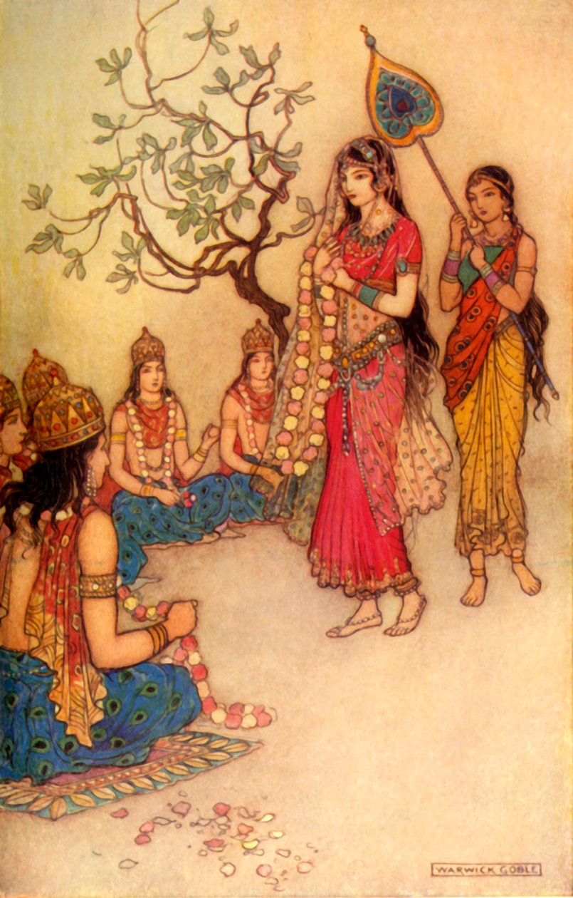 "Damayanti aviomiehen valinta", 1913. tekijältä Warwick Goble